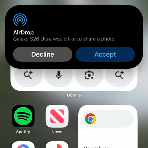History is made! The link between Samsung and iPhone is complete. You can now AirDrop between the two platforms*

*Starting with the Samsung Galaxy S26 series but expected to roll out to more models over time
