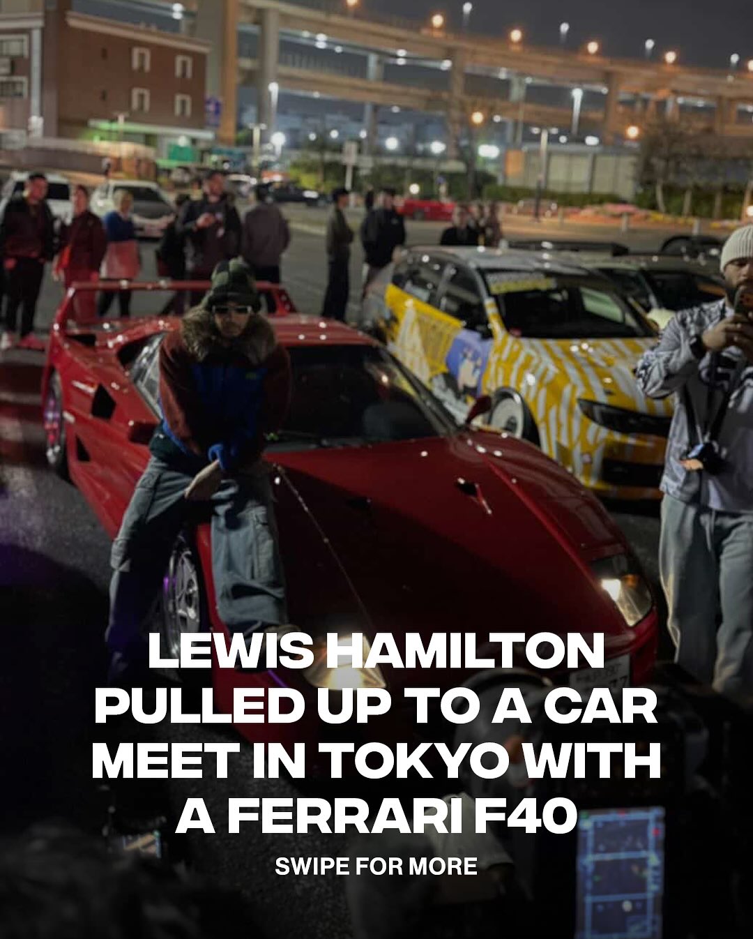 Bro is real life Fast & Furious 🔥🏎️

Lewis Hamilton pulled up to a car meet in Yokohama with a Ferrari F40, before the Japanese Grand Prix

He also wore a Martine Rose Fall 2026 jacket

🎥: Slide 2 - @964jasper
🎥/ 📸: @vldgt350r