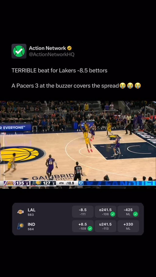 Lakers spread bettors look away 🚨👀

#nba #lakers #pacers #explore #sportsbetting
