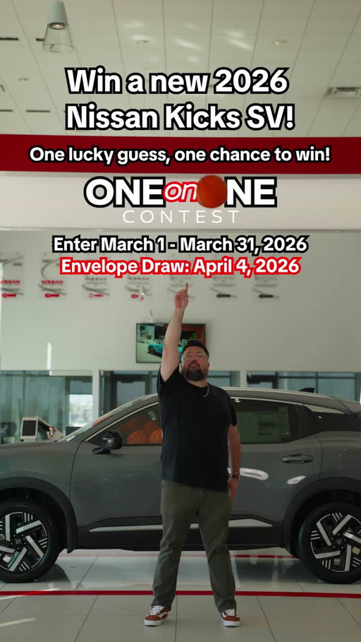 What the on-screen caption says: Get in the driver’s seat of victory with Downey Nissan! 🏆🚗

#DowneyNissan #Trust #ServiceExcellence #CarShopping #NissanKicksSV #Contest

Lo que dice el texto en pantalla: ¡Ponte al volante de la victoria con Downey Nissan! 🏆🚗

#DowneyNissan #Confianza #ExcelenciaEnServicio #CompraDeAutos #NissanKicksSV #Concurso
