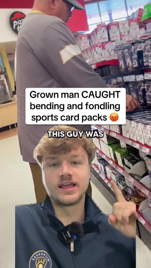 What would you do if you saw this guy fondling these packs outside of Pizza Hut inside of Target? 🤔 #sportscards #thehobby #caught