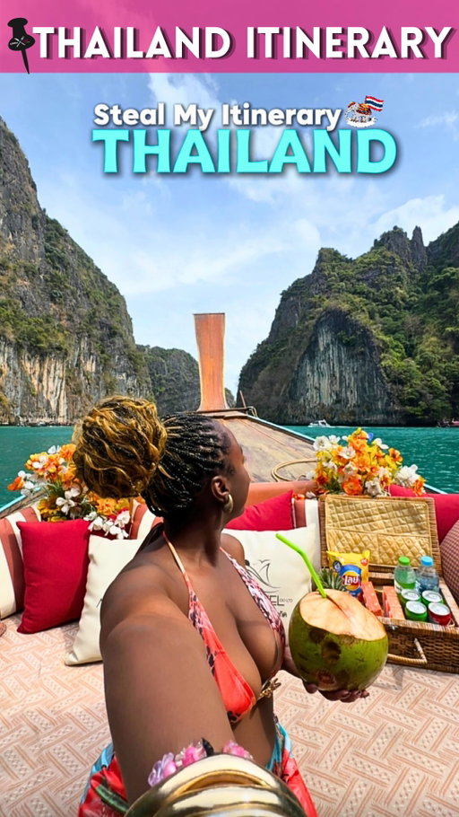 Steal my Thailand Itinerary 🇹🇭🌴✨4 Days in Phuket

If Phuket is not on your travel bucket list, idk what you doing! Thailand was amazing and I finally got to experience it for myself… definitely a MUST VISIT! If you love beach clubs, island hopping, aesthetic cafés, and amazing food… save and share Phuket, Thailand for your next travel destination. ✌🏾🥳

🇹🇭Day 1—Stay: The Nature Phuket
Visit: Ma Doo Bua @madoobua.phuket 
Visit: Cafe Phuket Viewpoint @cafephuket_viewpoint 

🇹🇭Day 2—Visit: YONA Beach Club @yonabeach 
Explore: Patong Beach Road Nightlife + Bar Hopping

🇹🇭Day 3—Explore: Phi Phi Islands + Maya Bay
Eat: Café del Mar Phuket @cafedelmarphuket 

🇹🇭Day 4—Eat: Breakfast at Resort
Explore: Patong Beach
Eat: Three Monkeys Restaurant @threemonkeysrestaurant 

Also, this was my first time visiting Thailand and I already know I’ll be back. Next time… more islands! Leave some tips and hidden gems in the comments for me and everyone else ❤️

Travel Tips:
🔗 Book excursions in advance, especially Phi Phi tours & beach clubs
🚤 Island hopping: Expect lengthy bumpy boat rides! Bring Dramamine if you get seasick
🚗 Transportation: Use Grab or Bolt for cheap and easy rides instead of taxis
💸 Cash is the best option: Many spots prefer cash, so keep Thai baht on you.🍴 Reservations: Beach clubs & popular restaurants fill up FAST, book ahead you also get a spend when you! ☀️ Best Time to Visit: November–April (dry season = best weather & clear water)

#thailand #phuketthailand #thailandfood #thingstodointhailand #stealmyitinerary thailandeats phi phi islands Ma doo bua cafe Del Mar visit thailand three monkeys restaurant Yona beach club