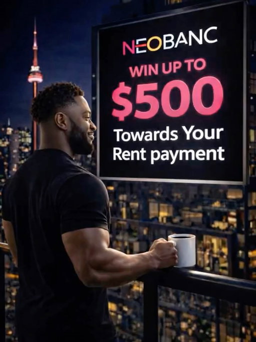 🏠 What if your rent was covered this month?

We’re giving one lucky winner a major rent boost — up to $500 covered. 💙

💙 Have a Neobanc account?
 You’re eligible to receive the $500 prize.

💡 Don’t have one yet?
 You can still sign up before the contest ends 😉

How to enter
❤️ Like this post
 👤 Follow @neobanccom
 💬 Tag friends in the comments (1 tag = 1 entry)
 📲 Share to your story + tag us (10 bonus entries)
🔁 Unlimited entries — tag away!

📅 Starts: March 26, 2026
 ⏰ Ends: March 31, 2026
 🏆 Winner announced: April 1, 2026
🎁 Prize: Up to $500 toward your rent
📍 Open to Canadian residents (QC excluded)
 🔞 Must be 18+
 💙 Open to new + existing users
📩 Winner will be contacted via DM from this account
👉 Full rules → link in bio

#Neobanc
 #RentGiveaway
 #CanadaGiveaway
 #CanadianContest
 #RentRelief