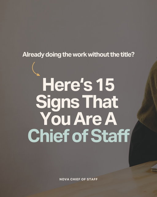 Curious if you’re a Chief of Staff? 
You might already be doing the job. 
 
Dozens of titles exist for the work of Chief of Staff, and one of the most common "ahas" is someone realizing they are a Chief of Staff under a different title.
 
Companies may choose not to use the Chief of Staff title because it's unfamiliar, they don't love it, or maybe it's reserved for C-Suite only.
 
But in fact, the Chief of Staff role - title or not - often exists throughout a company supporting leaders across many different leadership levels (director, VP, etc.).

Identifying that the work you're doing IS Chief of Staff work is critical to your success.
 
You'll open doors, find resources, and finally have a charter for your role.
 
Are YOU a Chief of Staff?

 Find this cheat sheet and a dozen more resources in Nova's Free Resource Library!
🔗novachiefofstaff.com
.
.
.
#chiefofstaff #strategicoperator #leadershipdevelopment #careergrowth #professionaldevelopment #businessstrategy #novachiefofstaff #executiveleadership