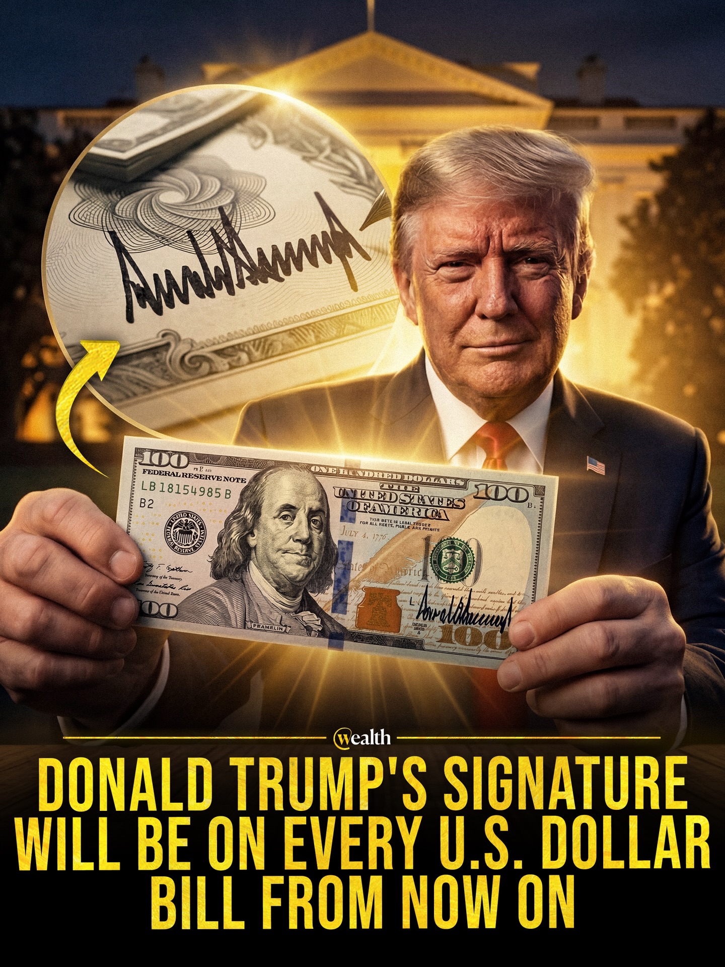 America’s cash now carries a sitting president’s signature 💵🇺🇸

Starting with $100 notes printed in June 2026, new U.S. bills are set to carry Donald Trump’s signature alongside Treasury Secretary Scott Bessent’s, while the treasurer’s signature disappears. That makes it the first time a sitting president’s signature appears on modern U.S. paper money and ends a practice that had lasted since 1861.

Cash usually works as institutional design: stable, familiar, and detached from any one officeholder. Putting a president’s signature on every bill makes everyday money feel more like a direct expression of executive power.

What shows up on money says a lot about how power wants to be seen.

#Finance #History #USCurrency #DollarBills #DonaldTrump
