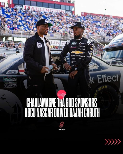 🏁🔥Charlamagne Tha God @cthagod sponsoring HBCU NASCAR driver Rajah Caruth @rajahcaruth_ is bigger than a celebrity co-sign. It is the kind of move that shifts perception, expands audience, and reminds people that HBCU talent belongs in every arena where influence, money, and visibility collide.⁠
⁠
Caruth, a Winston-Salem State University @wssu1892 graduate and one of the most promising young names connected to NASCAR, continues to build a career that already stands out inside a sport that has historically struggled with diversity. #RajahCaruth #CharlamagneThaGod #NASCAR #HBCU #WSSU