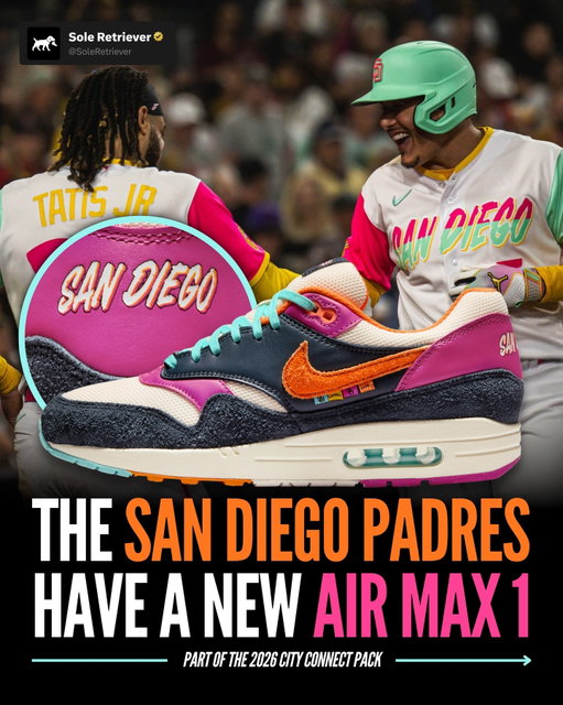 The @Padres have a new @Nike Air Max 1 that syncs up with their 2026 City Connect uniforms—an apparent nod to Dia de los Muertos 🌸💀🌺

This pair releases May 15th for $150. Any Padres fans plan on grabbing a pair? 👀

#nike #airmax1 #airmax1 #padres