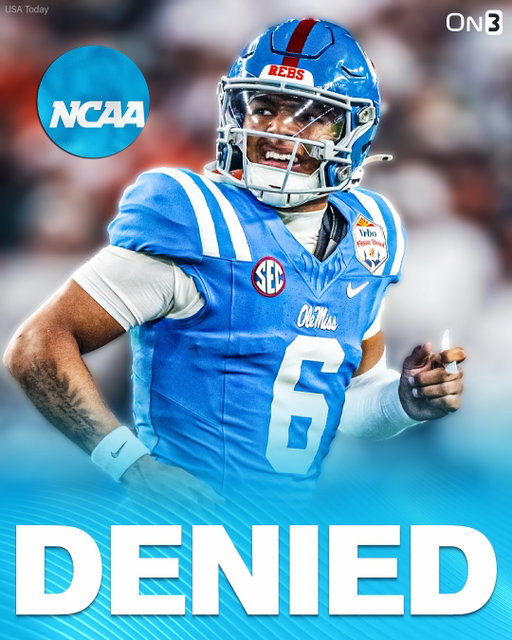 The Mississippi State Supreme Court has denied the NCAA’s appeal against Trinidad Chambliss’ preliminary injunction❌

Chambliss remains eligible for the 2026 season.

Follow @On3 for the BEST of College Sports