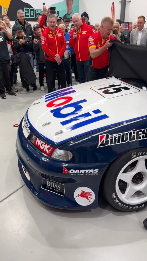 Lowndesy had no idea this car was here 🥹

The lovingly-restored VR Commodore that Craig Lowndes won his first Supercars race in is a surprise guest at the Supercheap Auto Racing launch. 

#motorsport #supercars #craiglowndes #holden #commodore