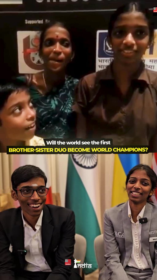 Will they do it? 🥹❤️

edit: @abhyudaya_raam 

#chess #chessbaseindia #praggnanandhaa #vaishali