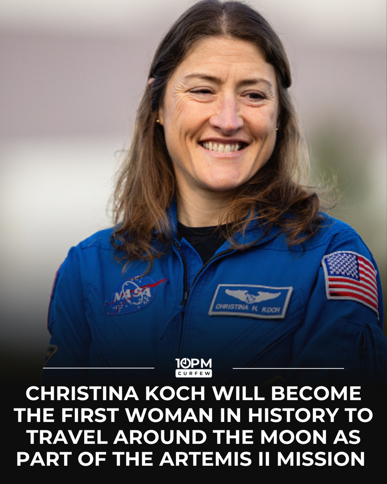 NASA astronaut Christina Koch is set to become the first woman to travel around the Moon as part of the Artemis II mission.

She already holds the record for the longest single spaceflight by a woman at 328 days… and now she’s part of the team aiming to take humans back to deep space for the first time in over 50 years.

If the mission goes as planned, Artemis II will mark the first crewed journey around the Moon since Apollo 17 in 1972.

Sources: NASA
