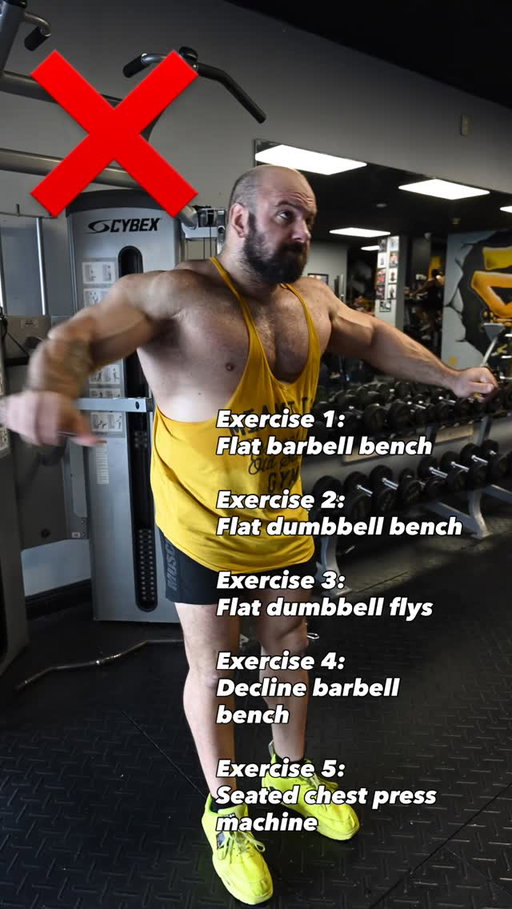 To build a big round chest, I recommend prioritizing INCLINE movements..

Most men have lower pecs.  They are not hard to build.

However, I don’t see a ton of guys with a huge upper chest.

I like to start chest day with pec deck flys to warm up and get the chest pumped with blood.

Then I move on to my bread and butter exercises of incline bench (smith, barbell, or dumbbell, pick your fav).

After heavy presses, it’s back to isolation pumping movements to totally blow up your pecs.

At the end of the workout, your chest will be so pumped you won’t be able to move.

But don’t take my word for it.. try it out and let me know how it goes.

Follow me @duncanlukas for more FREE TIPS!