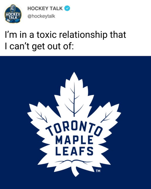 10 teams people are in toxic relationships with that they have no choice but to stay in and hope it finally works out 😂 (sorry leafs fans)

#nhlmemes #hockeymemes #nhl #hockeyseason #hockey