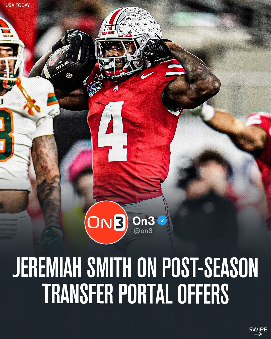 Ohio State star WR Jeremiah Smith was asked about post-season transfer portal offers👀

Follow @On3 for the BEST of College Sports