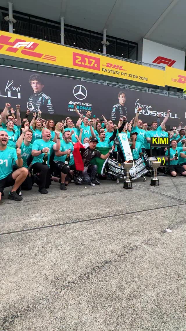 Better get used to these after a race win, @kimi.antonelli 😏🍾

#F1 #Formula1 #JapaneseGP @mercedesamgf1