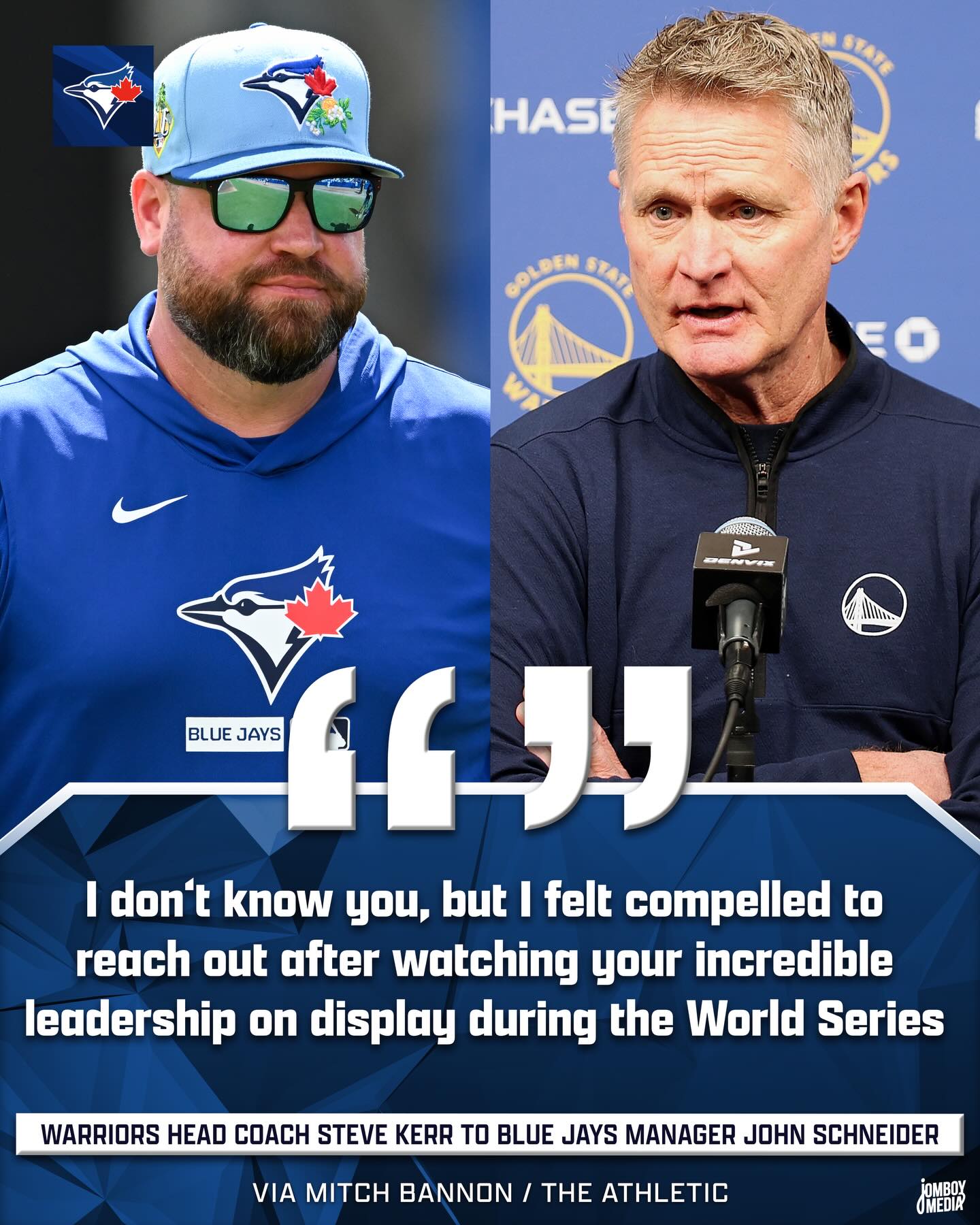 Four-time NBA Champion head coach Steve Kerr wrote a letter to Blue Jays manager John Schneider (via @theathletichq)