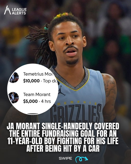 When the family of SJ Pyron, a young Grizzlies fan from Bells, TN, turned to Facebook for help, Ja quietly donated $15,000 to cover the full goal on his own, then shared the fundraiser to his page. The total has since surpassed $40,000 and counting.