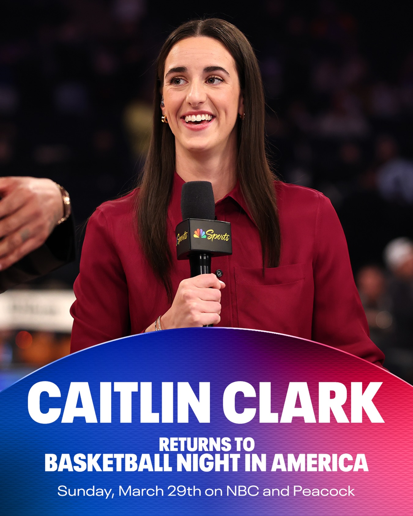 Can’t wait to have Caitlin Clark join the crew again tonight!

Coverage begins at 6:30pm ET on NBC and Peacock.