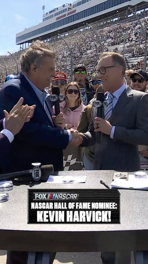Mike Helton surprises @kevinharvick with the news that he is officially a NASCAR Hall of Fame nominee!