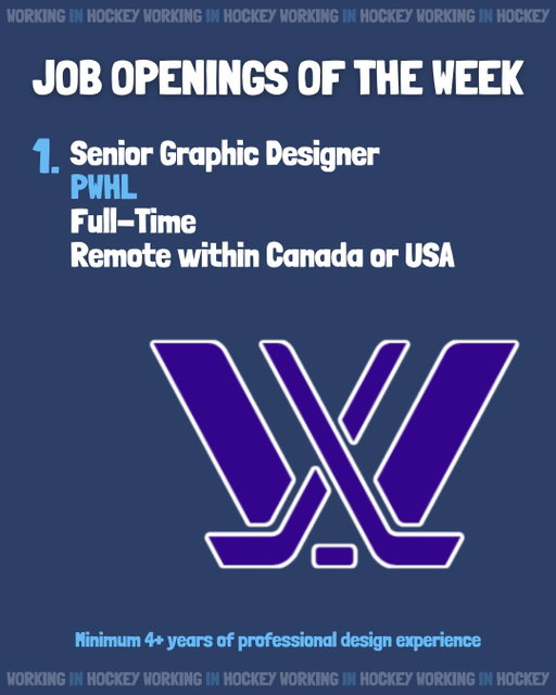 The cool hockey job openings keep rolling in; here’s 3 of the 55+ jobs listed in tomorrow’s @workinginhockey weekly jobs email!

Drop a comment below, or shoot me a DM, and I can send you the job link! 🫡