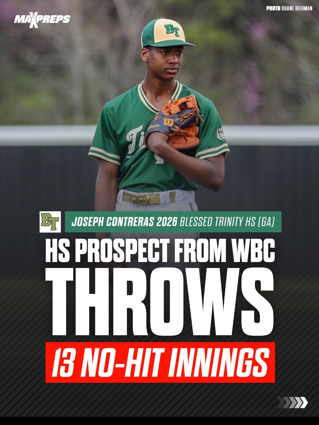 17-year-old Joseph Contreras has been dealing for Blessed Trinity (GA) since facing Aaron Judge in the the World Baseball Classic 🔥⚾️

The son of former MLB pitcher Jose Contreras boasts a 3–1 record with a 2.10 ERA over 26.2 innings, allowing just six hits, with 44 strikeouts 📈

He also put together two notable outings, where he recorded 13.1 consecutive no-hit innings and 19 K’s 🤯

( via @worldbaseballclassic , @nfhsnetwork )