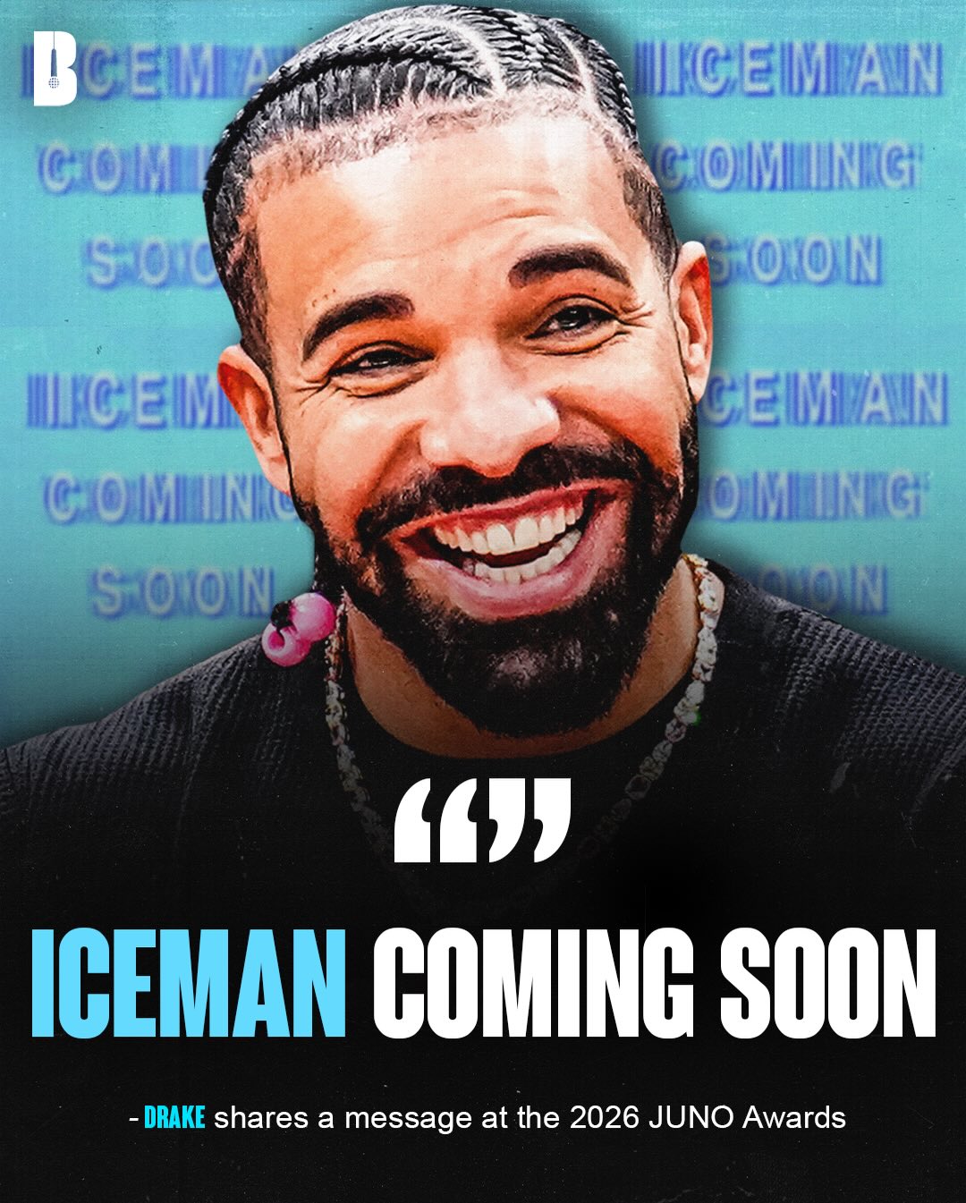 Drake shared a message honoring Nelly Furtado at the 2026 JUNO awards saying 👀👇

 “I’m here to pay my respects to one of my favorite human beings and favorite artists of all time….enjoy your hall of fame status it’s long overdue … we love you… Iceman coming soon”

When do you think we’re getting ‘ICEMAN’?👀