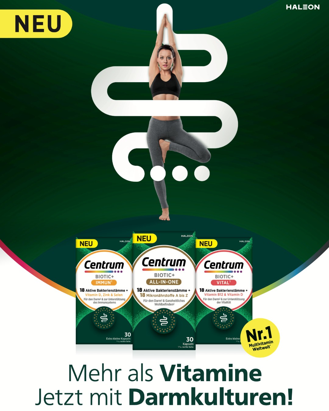 In Germany we launched the new Centrum Biotic+ range, created to support the growing consumer focus on gut health. 
Developed by our teams in Northern Europe and the DACH region, and produced at our Haleon site in Italy, the range includes three products: Vital, Immun and AllinOne. Each contains 18 researched bacterial strains together with essential vitamins and minerals, and all are vegetarian, gluten free and lactose free. 
With gut health becoming an important part of everyday wellbeing, Centrum Biotic+ is now available in German drugstores to help people to make targeted daily support more accessible. 
#CentrumBioticPlus #Centrum #GutHealth #Haleon #Germany #EverydayHealth