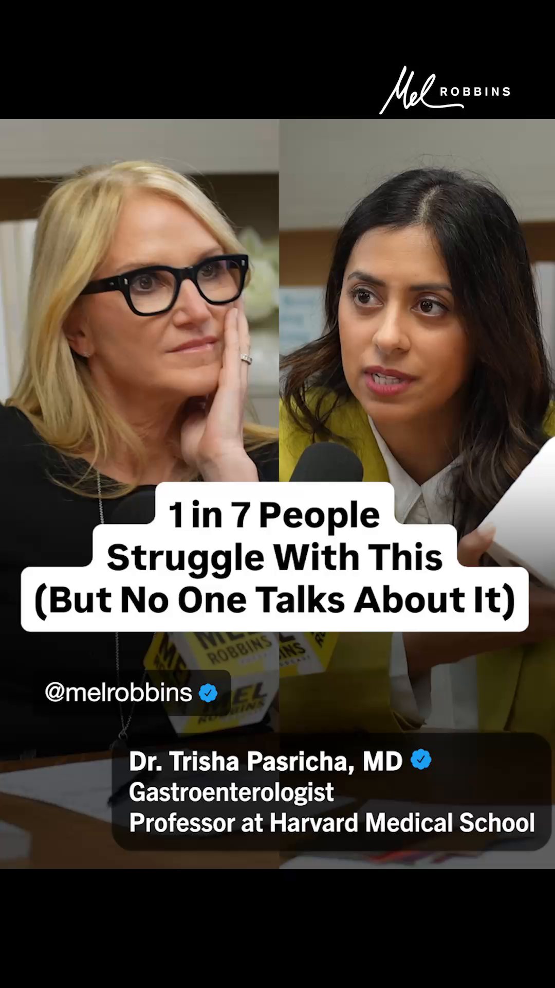I had NO idea this is what “normal” is… 🤯

If you’re sitting on the toilet for 20-30 minutes and straining - that’s not normal.

Even if you’re going every day.

Comment “Gut” and I’ll DM you the link to the full episode.

According to Dr. Trisha Pasricha, a gastroenterologist and professor at Harvard Medical School, bowel movements should take less than 5 minutes.
Ideally less than 1 minute. But so many people don’t have that experience.

Most people are constantly dealing with urgency, accidents, bloating, discomfort, or pain… 

In fact, 1 in 7 people poop their pants regularly in America.

So if you see yourself in any of these symptoms, you’re not alone.

This episode with @trishapasrichamd will help you learn what your body is trying to tell you.

🎧 “The Gut Health Episode: Harvard Doctor Reveals What’s Normal (and What’s Not)”

Tune in on Spotify, Apple Podcasts, or YouTube — search “The Mel Robbins Podcast Gut Health”