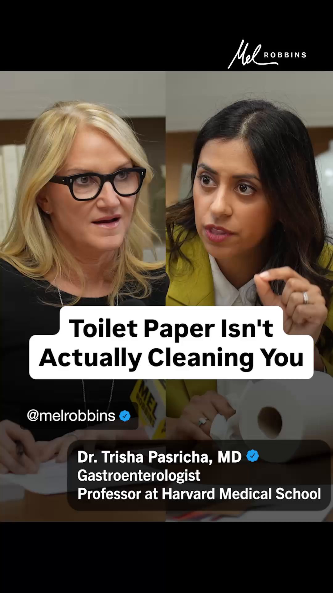 This was the moment I realized I’ve been lied to by toilet paper my whole life.

Dr. Trisha Pasricha, gastroenterologist and professor at Harvard Medical School, says her “dirty little secret” that people in the US might not be ready to hear is…

Toilet paper isn’t the answer.
Bidets are.

Using a bidet is common in many Asian, Middle Eastern, African, and South European nations - but not so much in the US.

Comment “Gut” and I’ll DM you the full episode link.

Because here’s the gross truth:

@trishapasrichamd shared that in a 2023 study they found people who wipe with toilet paper end up with more microbes on their hands than people who use a bidet.

And then she hit me with the most obvious question that somehow I’ve never asked:

If you got poop on your hand, would you wipe it with a dry paper towel and go about your day?

Hopefully not. You’d use water.

So why are we using dry paper on the most sensitive skin on our body and calling it “clean”?

This episode of @themelrobbinspodcast is the ultimate no shame conversation that will help you finally understand how to listen to your gut.

Dr. Pasricha will change the way you think about digestion, gut health, and yes, even poop.

🎧 “The Gut Health Episode: Harvard Doctor Reveals What’s Normal (and What’s Not)”

Listen on Spotify, Apple Podcasts, or YouTube — search “The Mel Robbins Podcast Gut Health”