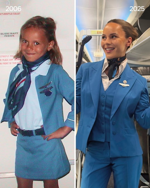 2006 v.s. 2025 💙✈️ 

Jessica received her wing in December ‘25 and is now (officially 😉) a member of the Blue family! 

She was already a helping hand in the cabin 20 years ago with her mom. Her grandmother made her a uniform from her mom’s KLM maternity dress (how cute?!)🥹

‘KLM felt like a natural choice to me. I literally grew up with KLM, as my mom has been working for KLM for 27 (!) years. From her stories and her passion, I have learned from a young age how special this company is!’  

We loveeee this! 😍
We wish Jessica many happy landings. ✈️

#KLM #RoyalDutchAirlines #bluefamily #crew