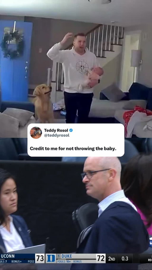 Even the dog came to check on the baby 😭😭

(via teddyrosol/X)#uconn #ncaa #marchmadness #basketball