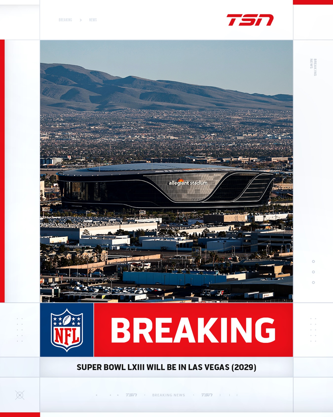 The NFL has announced that the Super Bowl is heading back to Las Vegas in 2029! 🏈