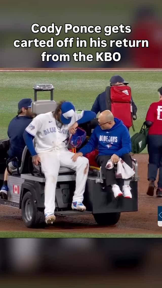 Reigning KBO MVP Cody Ponce was carted off from his Blue Jays debut after collapsing trying to field a ground ball