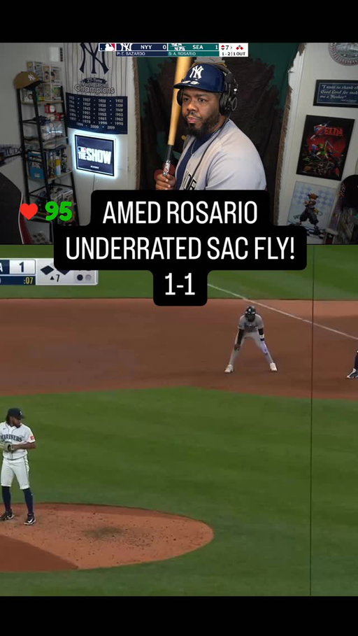 THE SAC FLY IS…!!! LETS GOOOO TIE GAMEE!! 1-1 COUNT BABY NOW THE GAME BEGINS #yankees #mariners #mlb