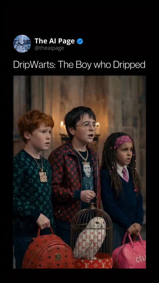 Dripwarts: The school of Drip 😂

Harry Potter just got a remix and the internet is here for it.

This AI video turns the classic sorting ceremony into “Dripwarts,” where robes are swapped for Louis Vuitton fits, Gucci accessories, and the dialogue sounds like it came straight from modern internet culture.

It’s not just a visual edit. The entire tone shifts. Characters are reimagined with new personalities, slang-heavy lines, and exaggerated designs that lean into meme culture, from “Gangsta Dobby” to a completely different version of Snape.

This is part of a bigger trend where AI is remixing iconic worlds into something new, blending nostalgia with internet humor in a way that spreads fast and keeps people watching.

Love it or hate it, this is what viral AI content is starting to look like.

[ Credits - @unhinderedstudios ]

#ArtificialIntelligence #AIMemes #ViralContent