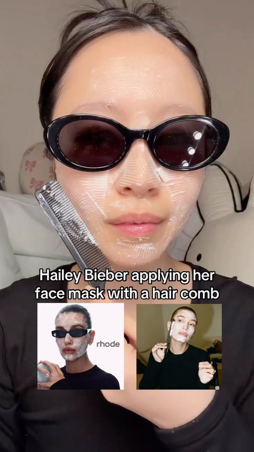 It’s really giving…..🫣 

#rhodeskin #facemask #haileybieber #skincaretips #skincareroutine @rhode mask with hair comb😭 trendsetter, mean girls movie @haileybieber