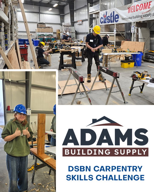 We’re proud to highlight Adams Building Supply Niagara who hosted the 28th annual District School Board of Niagara (DSBN) Skills Challenge earlier this month.

This incredible event gives students the opportunity to explore careers in the skilled trades through hands-on experience using real tools, real materials, and real-world problem solving. Adams Building Supply was proud to partner with DSBN to support the next generation of skilled trades professionals is more than an event, it’s an investment in the future of our communities.

At Castle, our mantra is simple: We Build Communities. And that starts with investing in people. Special thanks to To Castle vendor partners Doman TFI, Richelieu Hardware, and Orgill for helping bring this experience to life.

#CastleBuildingCentres #WeBuildCommunities #SkilledTrades #FutureBuilders
#CommunityMatters