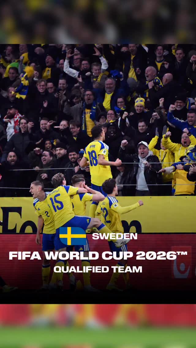 Congratulations 🇸🇪 Sweden on qualifying for the FIFA World Cup 2026 in 🇨🇦 Canada, 🇲🇽 Mexico, and the 🇺🇸 United States! 👏

Following your play-off triumph, you bring with you a proud FIFA World Cup history, including at the last @fifaworldcup played in the 🇺🇸 USA in 1994, when the Blågult thrilled fans and secured a memorable 🥉bronze medal. 🌎⚽

We look forward to welcoming you back to North America and seeing what you have in store at the biggest FIFA World Cup ever. 🤝

#FootballUnitesTheWorld ⚽🌎❤️