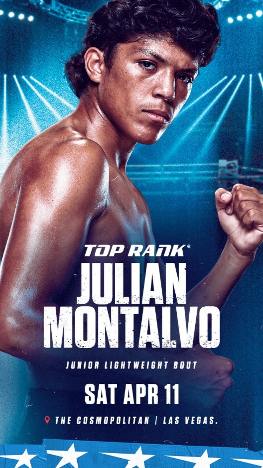 🔥 Hometown Return in Las Vegas 🔥

Top Rank’s Julian Montalvo is back in action — and this time, it’s in his hometown of Las Vegas, Nevada. 🥊💥

Catch him live Saturday, April 11th at The Chelsea inside The Cosmopolitan of Las Vegas as he steps into the ring ready to put on a show for his city. This is one you do NOT want to miss. 🔥

🎟️ Get your tickets now via Ticketmaster — link in bio
📺 Stream the event live on TrillerTV and more — link in bio

🤝 In association with Top Rank and FightBook — fighters, want to be considered for future DMG events?
Sign up today at FightBook.com

#DMGBoxing #NightOfChampionsX #JulianMontalvo #TopRank #LasVegas #FightNight #TeamDMG