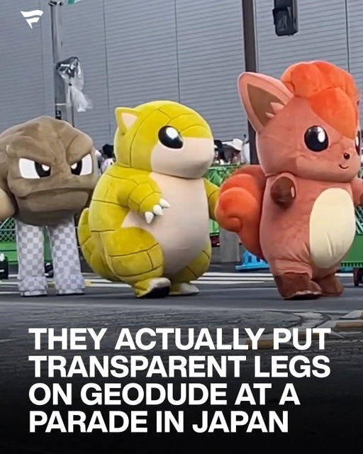 Pokemon got creative with this Geodude costume 😅

In 2023, Geodude was spotted with transparent legs at the Pokémon World Championships parade in Yokohama, Japan. Surrounded by large Pokémon filling the streets, its costume stood out for using a checkered, Photoshop-style pattern to hide the performer’s legs - creating the illusion that Geodude was actually floating through the crowd.

This was an official Pokémon-sponsored event, and it quickly went viral for how bizarre it looked. Fans even started photoshopping the legs out entirely to make it seem like Geodude was truly floating.

A surprisingly clever way to bring a floating Pokémon to life in the real world.
