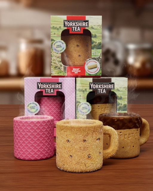 Meet the mug you can eat! 

This is the new Yorkshire Tea Biscup. A fully* functioning mug made from delicious, crunchy biscuit. 

Boasting all* the modern features you demand in a drinking vessel, like:
- A hole to put tea in
- A handle
- Sides

Available from today in three scrumptious flavours: Original, Chocolate and Pink Wafer.

#Biscup

*not legally binding