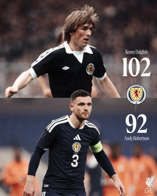 Robbo moves up the rankings to be the second-most capped Scottish international, with only Sir Kenny Dalglish ahead of him 👏🏴󠁧󠁢󠁳󠁣󠁴󠁿
