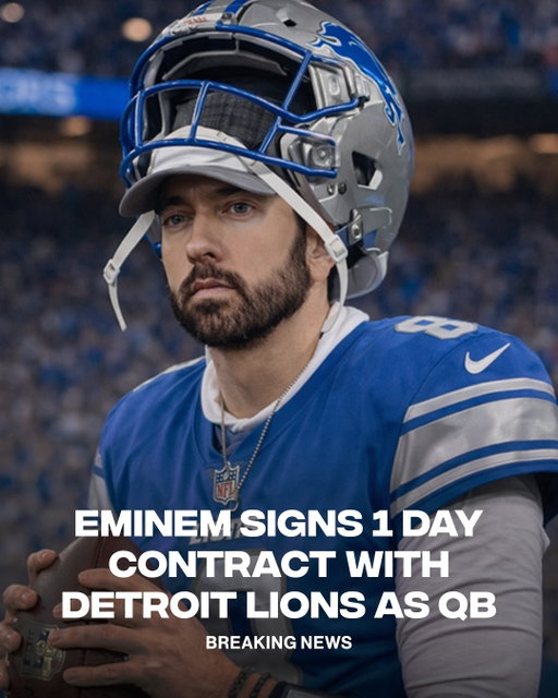 Exclusive: Marshall B. Mathers, III pka Eminem strikes up a deal with his hometown Detroit Lions and furthers their ongoing partnership in a stunning move by signing a 1 day exclusive NFL exception contract to play quarterback for the Lions’ home opener in the upcoming 2026-27 season at Ford Field, as reported by ESPN’s Adam Schefter. “Ever since I was just a kid in Detroit I always dreamed about this moment.  It’s a real full circle thing for me. It’s my one shot, so to speak!  I’m not afraid.”  The deal is signed- pending Mathers clearing the team’s physical protocol exams led by Dr. Dre.