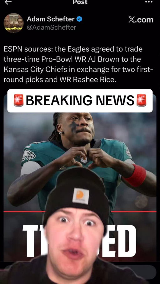 AJ BROWN TRADED TO CHIEFS😳🚨🏈 #nfl #football #eagles #chiefs #funny