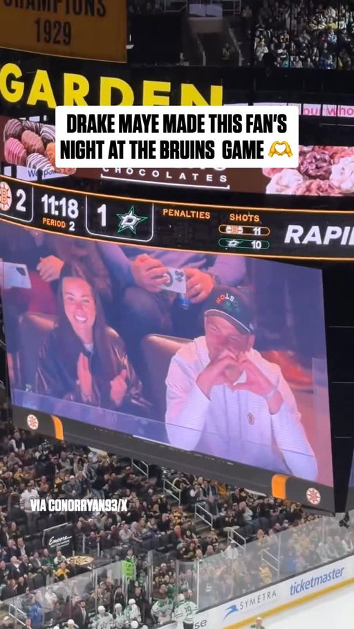 Some @drake.maye love at the Boston Bruins game last night ❤️ (via @conorryan93)