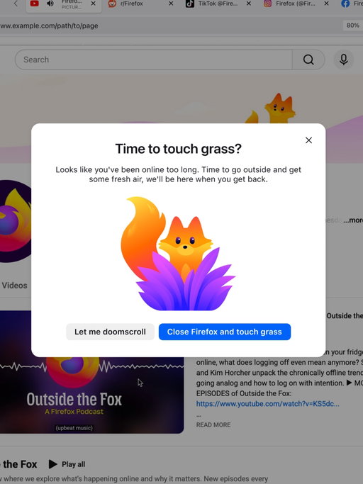 Introducing: Touch Grass Mode. A new feature that reminds you to take a break and step outside (You know who you are.)