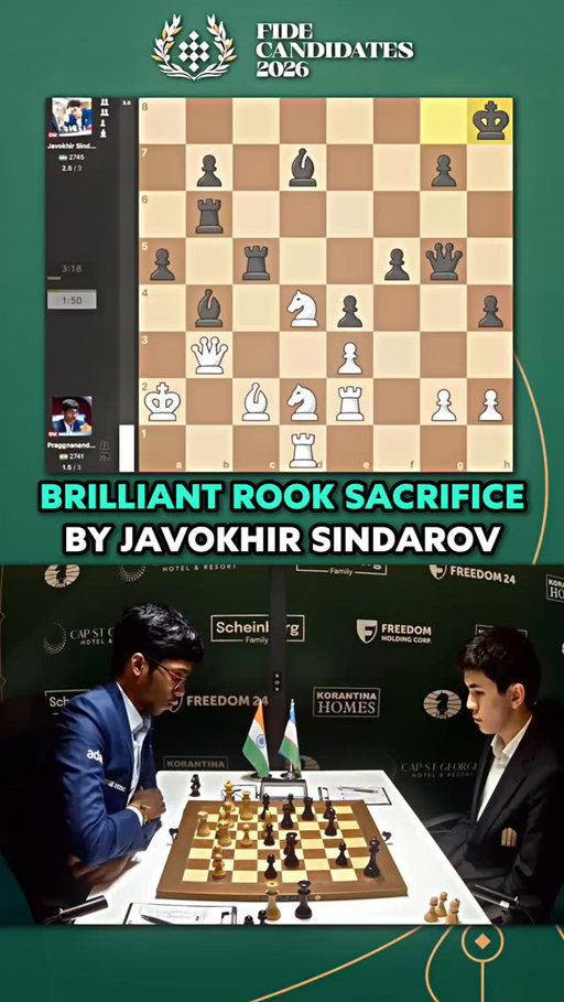 Sindarov is DOMINATING in the Candidates so far! Check out this brilliant move