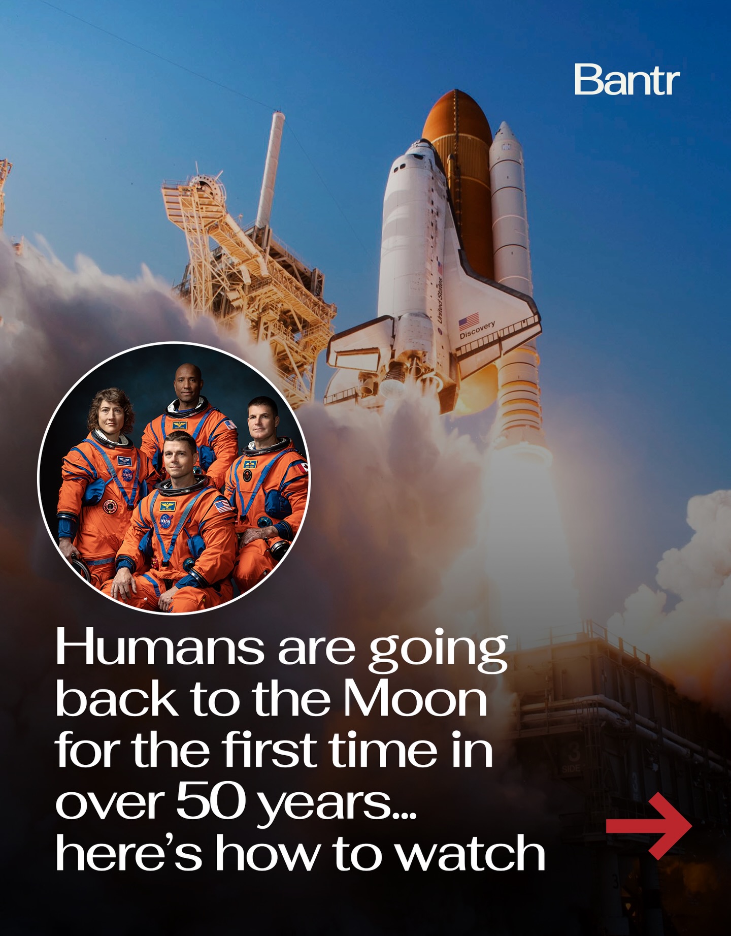 Humans are heading back toward the Moon… and you can watch it live.

Artemis II launches today with a window opening at 6:24PM ET, sending four astronauts on a 10-day journey around the Moon.

It won’t land… but it’s the first crewed mission this far into space in over 50 years.

If you want to watch: NASA is streaming it free on NASA+ and YouTube, and takeoff is coming up shortly.

You’ll be able to see the full launch, the crew boarding, and the first moments of the mission in real time.

Not every day you get to watch humans head back into deep space.

By the way, we have a weekly newsletter rounding up all of the biggest stories so you don’t have to. One newsletter, once a week. Link in bio.

Media via NASA/Shutterstock

#readbantr #moon #space #artemisii #astronauts