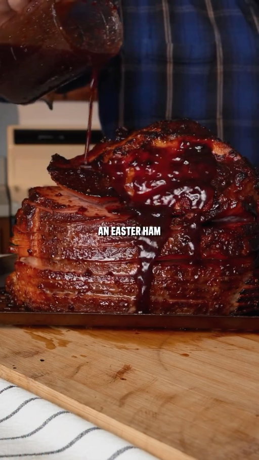Getting ready for Easter? Try this Smoked Easter Ham with Kingsford Craftsmoke Pellets

-To make the pre-glaze, mix together:
 1 cup honey 
	1 stick butter
	3 tbsp dijon mustard
-Cover the ham inside and out with the pre-glaze.
-Place on the grill at 325F indirect for 2 hours (or until it looks the way you want).
-To make the post-glaze, combine and simmer:
	1 cup Brown Sugar
	1 cup Cherry Preserves
	4 tbsp Apple Cider Vinegar
	4 tbsp Orange Juice, and 
	1/2 cup Maple Syrup
	3 tbsp Dijon Mustard
-Let the glaze cool and then apply it to the ham 15 minutes before the end.
-Take it off, let it rest for 15 minutes, then enjoy.