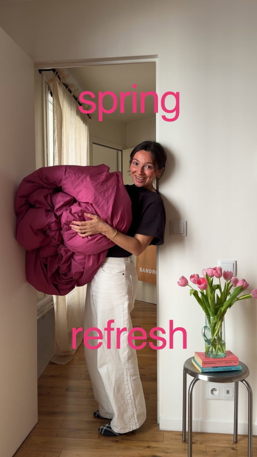soft launching the fact that we just extended our paris lease for another two years…
so it’s finally time to make this apartment feel like home.

starting with a small thing that changes everything — fresh sheets, inspired by spring in the city. these ones are from @bed.threads 🛋️ - ad
